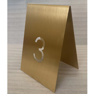 Pure Brass <b>Table</b> Number <b>Card</b> 6in Rectangle Double Sided Durable Modern Design For Restaurants - Product Image 1