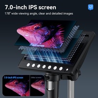 7 Inch IPS Screen Glass Lens Digital Microscope 1200x USB Magnifier with 8 Adjustable LED Lights PC View Compatible with Windows