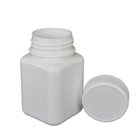 Flacon carré en plastique HDPE de 80ml avec bouchon à vis thermoscellé en feuille d'aluminium pour conserver les médicaments solides, capsule, tablette, pilule bon marché