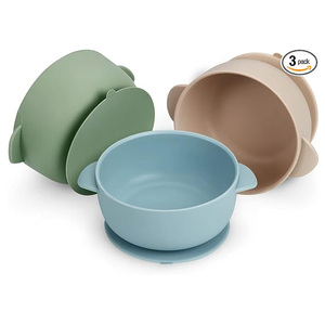 Tazón de Silicona para Bebé Libre de BPA con Succión, Contenedor para Calentar Alimentos, para Bebés de 0 a 12 Meses, Juego de Vajilla para la Hora de Comer - Product Image 1