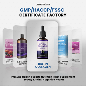 Gocce Liquide di Collagene Certificato con Biotina per Capelli, Pelle e Unghie, Supporto per Adulti, Personalizzabile, Certificato GMP HACCP FSSC - Product Image 5