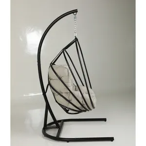 Уличное подвесное кресло-гамак, мебель из ротанга, круглый металлический садовый стул-слинг