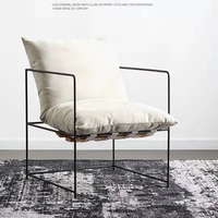 Fauteuil simple et souple en métal blanc, design nordique, pour salon, chambre à coucher, balcon, ensemble de loisirs, fauteuil