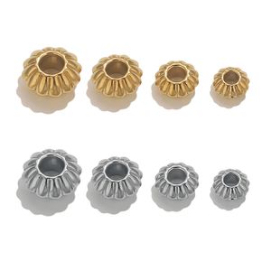 Cuentas espaciadoras acanaladas tipo rondel |   Cuentas de disco de calabaza de acero inoxidable chapadas en oro PVD de 18K <span class=keywords><strong>para</strong></span> la fabricación de pulseras, collares y joyas DIY - Product Image 5