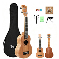 21 Inch Wooden Ukulele Kit, 4 String Small Guitar, Beginner Musical Instrument for Kidswith Carry Bag, Plectrums, Strings, Capo