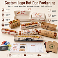 Plateau à hot-dogs en carton kraft rainuré, résistant à la graisse, pour vente à emporter, exportation en gros pour la restauration et les événements festifs