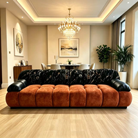 Samt Dreisitzer-Ecksofa-Set Modulares Modernes Handgefertigtes Feder-Baumwoll-Gefülltes Wohnzimmer-Apartment-Puffsofa für Zuhause und Büro