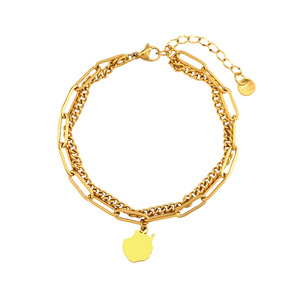 Pulsera de Cadena de Doble Capa de Acero Inoxidable 304 con Colgante de Mapa de la Isla Española, Chapado al Vacío, Joyería Diaria Unisex para la Muñeca - Product Image 6