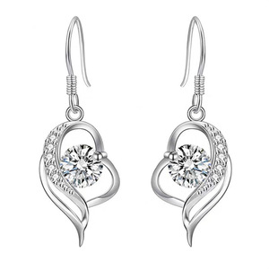 925 silver cultivated diamond elegant silver <b>hook</b> pendant <b>earrings</b> - Product Image 1