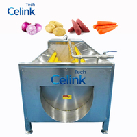 Automatische borstel-schilmachine van roestvrij staal 304 voor aardappelen, wortelen, uien, zoete aardappelen, fruit en groenten.