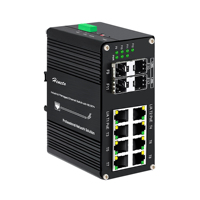 Switch Ethernet PoE Géré Industriel L2+12 Ports Gigabit, Switch Réseau Fibre Renforcé 8 Ports PoE 240W + 4 Ports SFP Fibre 1000Base-X