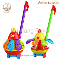 Vente en gros Jouet pour enfants poussins Jouet unisexe à main pour bébé Chariot à pousser Marchette Jouet éducatif et rotatif pour apprendre à ramper et à jouer en toute sécurité