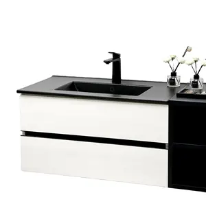 Coiffeuse moderne inodoros personnalisée petite coiffeuse armoires européennes sans cadre lavabo sous plan noir