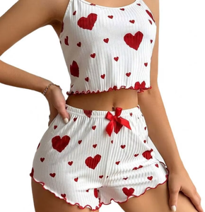 Atacado Dropshipping: Conjunto de Pijamas Femininos e Infantis para Verão e Outono, Loungewear com Estampa de Letras, Casual, Fresco, Respirável e Macio em Seda Gelada - Product Image 5