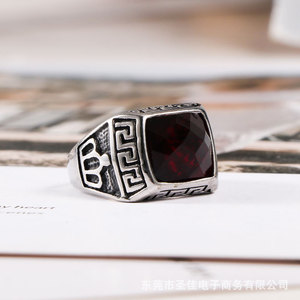Fashionable Korean Style Geometric <b>Men's</b> <b>Ring</b> With <b>Black</b> Stone Bezel Setting SA706 Gift Jewelry - Product Image 2