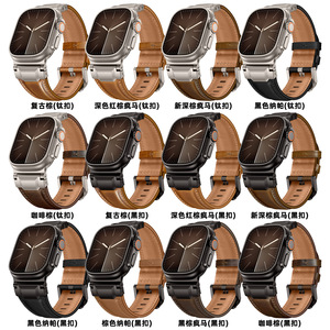สายนาฬิกาหนังสำหรับ <span class=keywords><strong>Apple</strong></span> <span class=keywords><strong>Watch</strong></span> Ultra 10 9 8 <span class=keywords><strong>7</strong></span>วินเทจสายหนัง Crazy Horse สำหรับผู้ชาย - Product Image 3