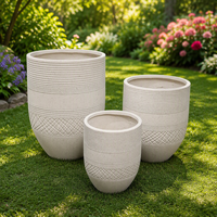 Grand pot cylindrique décoratif en fibre de verre blanc pour extérieur, idéal pour hôtels et jardins, léger et écologique