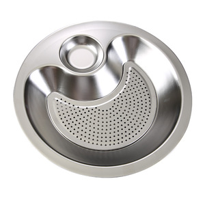 Stainless Steel Dumpling Plate Round Two Compartment Draining Plate With Vinegar Dish For Household Use - Product Image 1