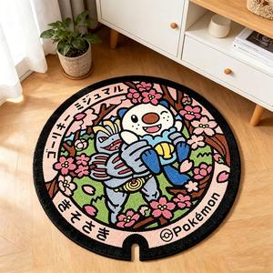 Tapis imprimé numérique personnalisé, motif <span class=keywords><strong>Pokémon</strong></span>, tapis décoratif CD, tapis d'art pour chambre à coucher, tapis rond shaggy, tapis circulaire vert - Product Image 2