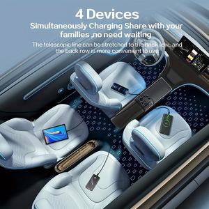 Caricabatterie USB per auto Multi porta per modello <span class=keywords><strong>Tesla</strong></span> 3/Y accessori <span class=keywords><strong>Tesla</strong></span> con Logo e cavo retrattile Console centrale Hub USB <span class=keywords><strong>Tesla</strong></span> - Product Image 4