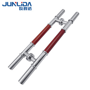 Poignée de luxe en acier inoxydable 304 et bois H Type porte coulissante double face avec poignée de traction rouge mat polonais - Product Image 6