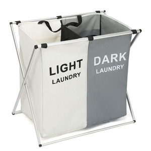 Logo Collapsible Large Laundry <strong>Hamper</strong> Waterproof Home Laundry Basket Dirty Clothes Storage Basket Three Grid Organizer Basket - Product Image 3