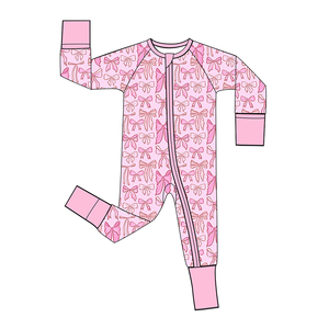220 anak 240 260 GSM bambu Jumpsuit anak perempuan piyama bayi baru lahir anak perempuan tidur balita bodysuit Romper ritsleting ganda - Product Image 2