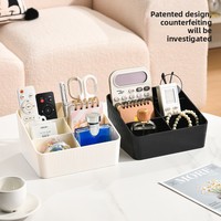 Nouvelle boîte de rangement de bureau rectangulaire Xichen à rayures verticales, design antidérapant à grille, compartiments pour cosmétiques et télécommandes
