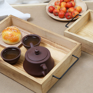Caoxian wooden <b>tray</b> creative <b>tea</b> <b>tray</b> storage <b>tray</b> with handle breakfast plate European style wooden fruit plate square wooden - Product Image 1