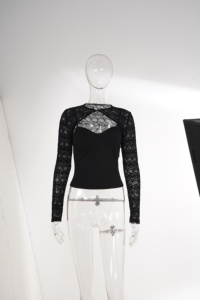 Ensemble 2 pièces pour femme : Débardeur avec coussinets de poitrine et boléro transparent à manches longues en dentelle, style sexy, clubwear, streetwear Y2K, mode tendance - Product Image 6