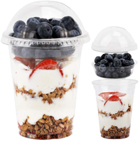 Gobelets à parfait en plastique transparent recyclables de 12 oz avec insert et couvercles en dôme sans trou, 50 ensembles, sans fuite, pour le petit-déjeuner et les collations