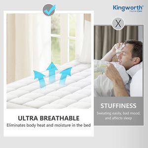 Kingworth 2026 Deep Pocket Soft Protector Twin Size Protector Fluffy White Cotton <strong>Single</strong> <strong>Mattress</strong> <strong>Topper</strong> <strong>for</strong> <strong>Bed</strong> - Product Image 6