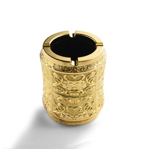 Cendrier en métal de luxe personnalisé, nouveau produit, trois couleurs, cylindrique, cuivre antique, style haut de gamme - Product Image 1