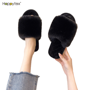 Top qualité femmes <span class=keywords><strong>les</strong></span> <span class=keywords><strong>plus</strong></span> chaudes moelleux pantoufles chaussures chambre <span class=keywords><strong>chaud</strong></span> maison en peluche fourrure moelleux doux pantoufles prix de gros - Product Image 3