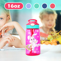Gobelets pour personnalisation, gobelets à bec pour enfants mignons, vente en gros, 450 ml, 550 ml, gobelets en plastique acrylique avec couvercles et pailles