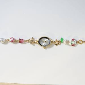 Reloj de Pulsera de Cuarzo Ovalado Vintage para Mujer con Cuentas de Perlas y Detalles de Estilo Cristal - Product Image 5