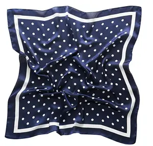 Hot Slaes Oem Custom Logo Print Square Silk Satin Head Scarf Bandana