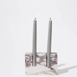 Home Ware Table Decorative Calacatta Viola Unique Marble Candle Holder Candlestick For Wedding Parties Decor