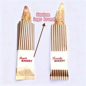 Sacs en papier kraft brun personnalisés avec logo imprimé, résistants à la graisse, pour emballage alimentaire, baguettes longues et gâteaux - Product Image 3