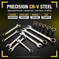 Boîte à outils complète de 216 pièces OEM pour réparation automobile, clé à cliquet multifonctionnelle en acier au chrome-vanadium, outils manuels