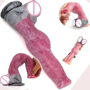 YOCY 26cm Soft Silicone Realistic Dildo Animal Horse Penis Dog Knot Dildo for women Stimulate Male Adults Sex Toys
