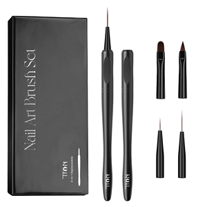 Nouveau design – <span class=keywords><strong>Pinceau</strong></span> interchangeable pour <span class=keywords><strong>nail</strong></span> <span class=keywords><strong>art</strong></span>, noir mat, en nylon, pour liner et peinture, pour outils de manucure - Product Image 1