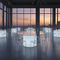 Ensembles de tables à manger en verre lumineux pour 8 chaises, table rectangulaire polyvalente à LED pour la restauration