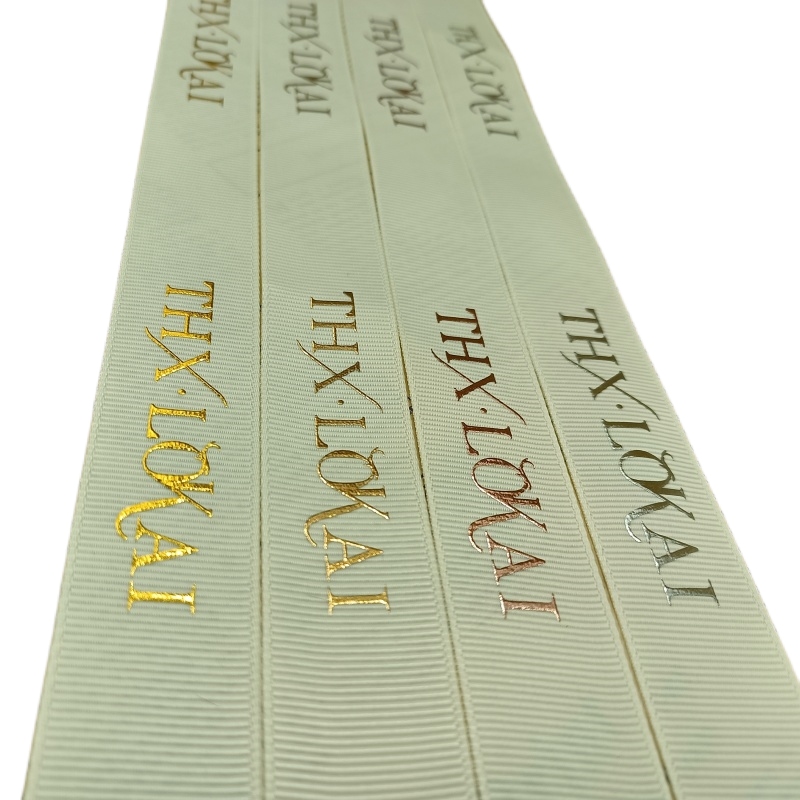 High Quality New Designer White Gift Ribbons Grosgrain Ribbon Printed Logo for Hair Bundles Bouquet Gift Wrap Bow