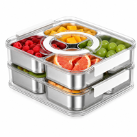 Boîte de rangement pour collations, pratique, durable, empilable, avec couvercle à clip, compartimentée, pour les fêtes, les pique-niques, la maison, la cuisine, la présentation des aliments
