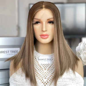 วิกผม5.0ทรงบ็อบยาวตรงใสสำหรับผู้หญิงผมร่วงทำจากผ้าลูกไม้แบบผูกปมเดียวมีความละเอียดสูงดีไซน์หรูหรา - Product Image 1