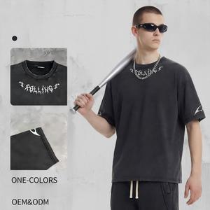 Camiseta de Hombre Vintage Lavada y Desgastada con Estampado, Algodón, Estilo Retro Urbano, Oversize, Diseño Personalizado - Product Image 3