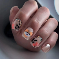 Faux ongles carrés en acrylique à marque privée, faits à la main, couvrance totale, à presser, avec colle, pré-conçus pour les doigts, OEM pour boutiques