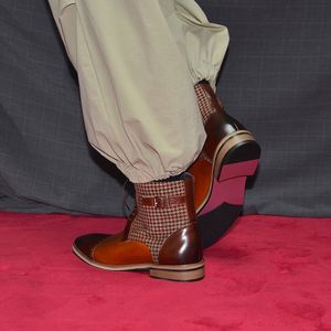 Bottes en cuir à lacets pour homme, en cuir de vachette pleine fleur, faites à la main, à bout pointu, pour l'automne et l'hiver, style décontracté - Product Image 5