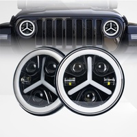 Projecteur de travail LED rond de 7 pouces 50W avec 5 LED et anneau halo pour voiture tout-terrain, tracteur, camion, SUV
